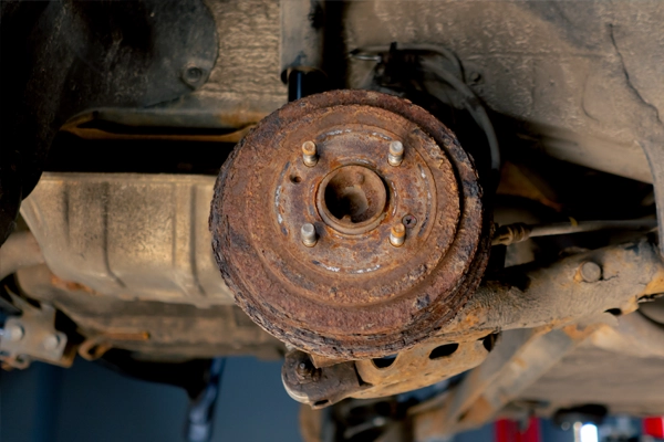 close-up of a rusty brake rotor