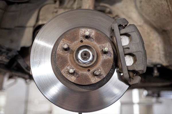 close-up look at a new brake rotor